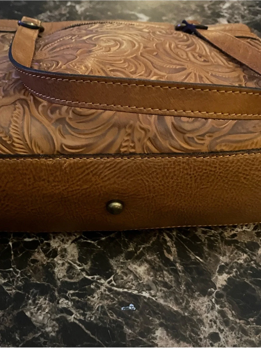 Patricia Nash Tooled Leather Shoulder Bag - Tan